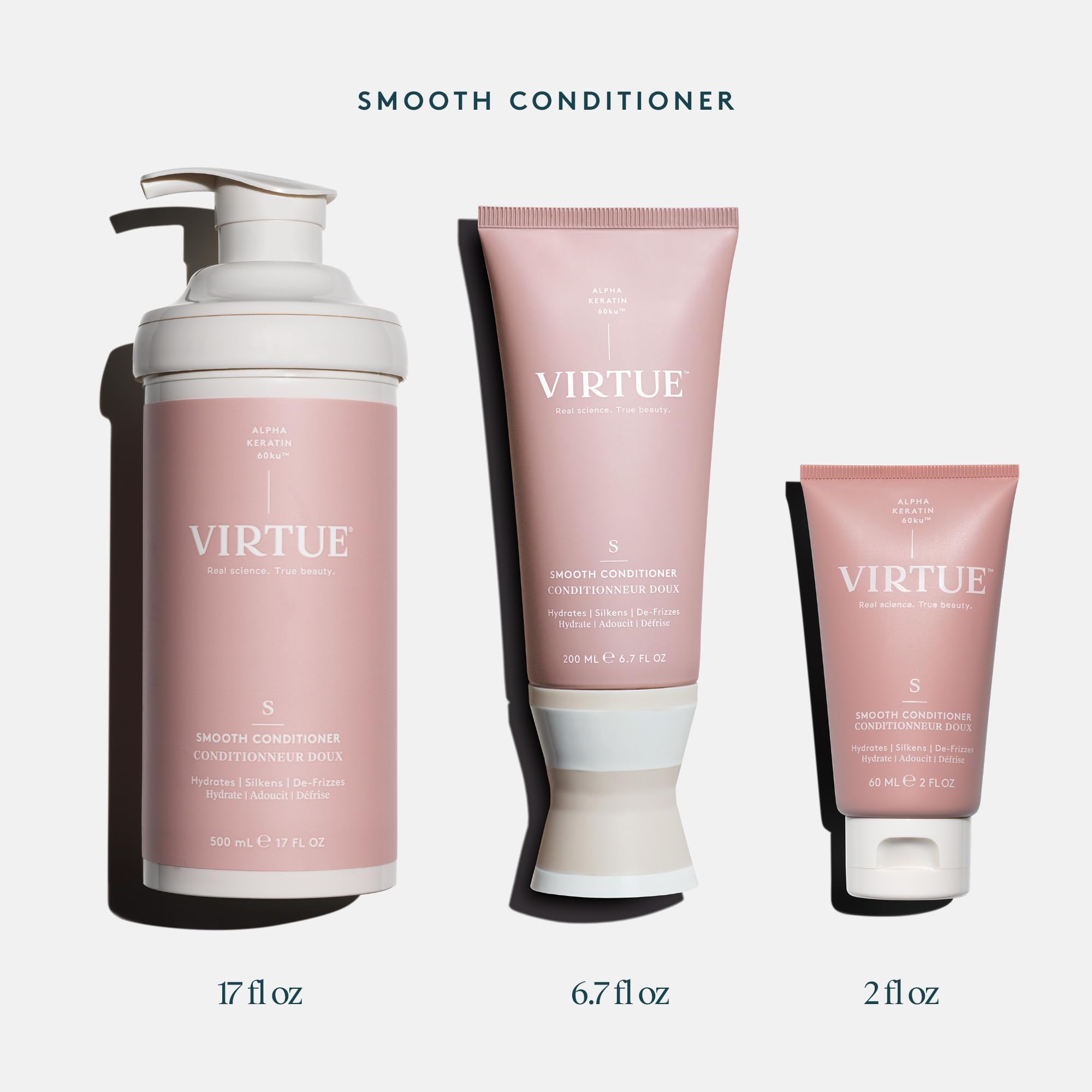 Virtue Smooth Conditioner gluten-free and cruelty-free badge visible