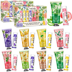 VISCOO bulk lip balm and hand cream set in gift packaging for wedding guests.