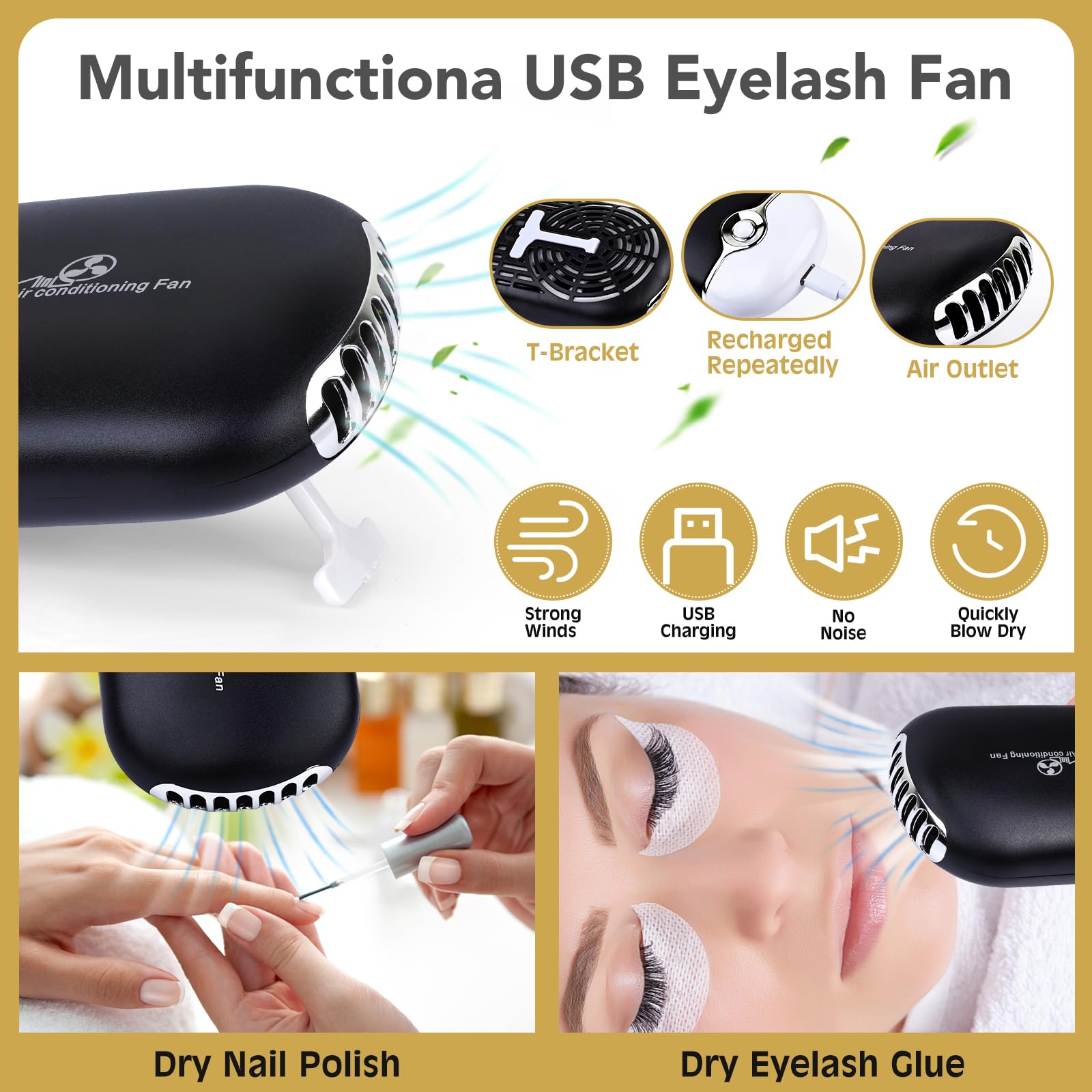 VISCOO eyelash extension kit lash fan speeds drying during practice.
