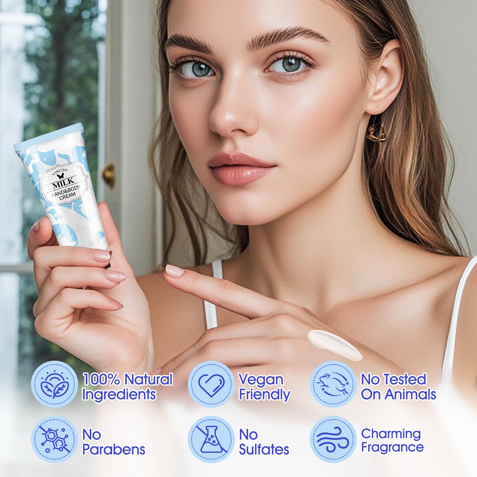 VISCOO crema de manos ingredientes naturales y vitaminas para cuidado diario.