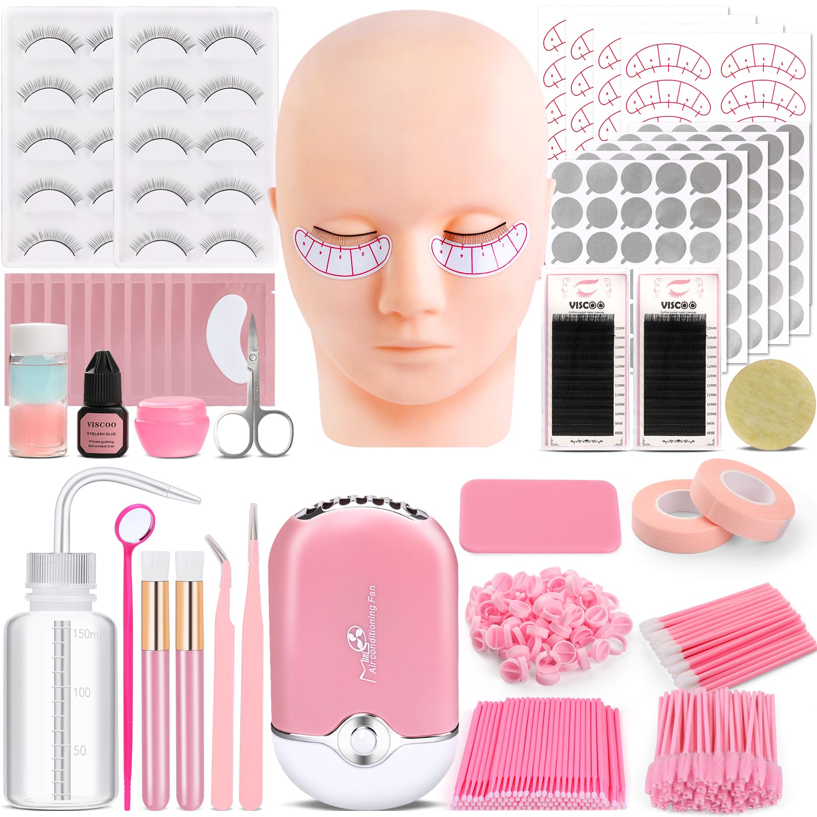 Viscoo mannequin head for eyelash extension practice and training