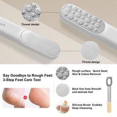 VISDOLL double-sided foot file smooth side polishes skin for softer feet.