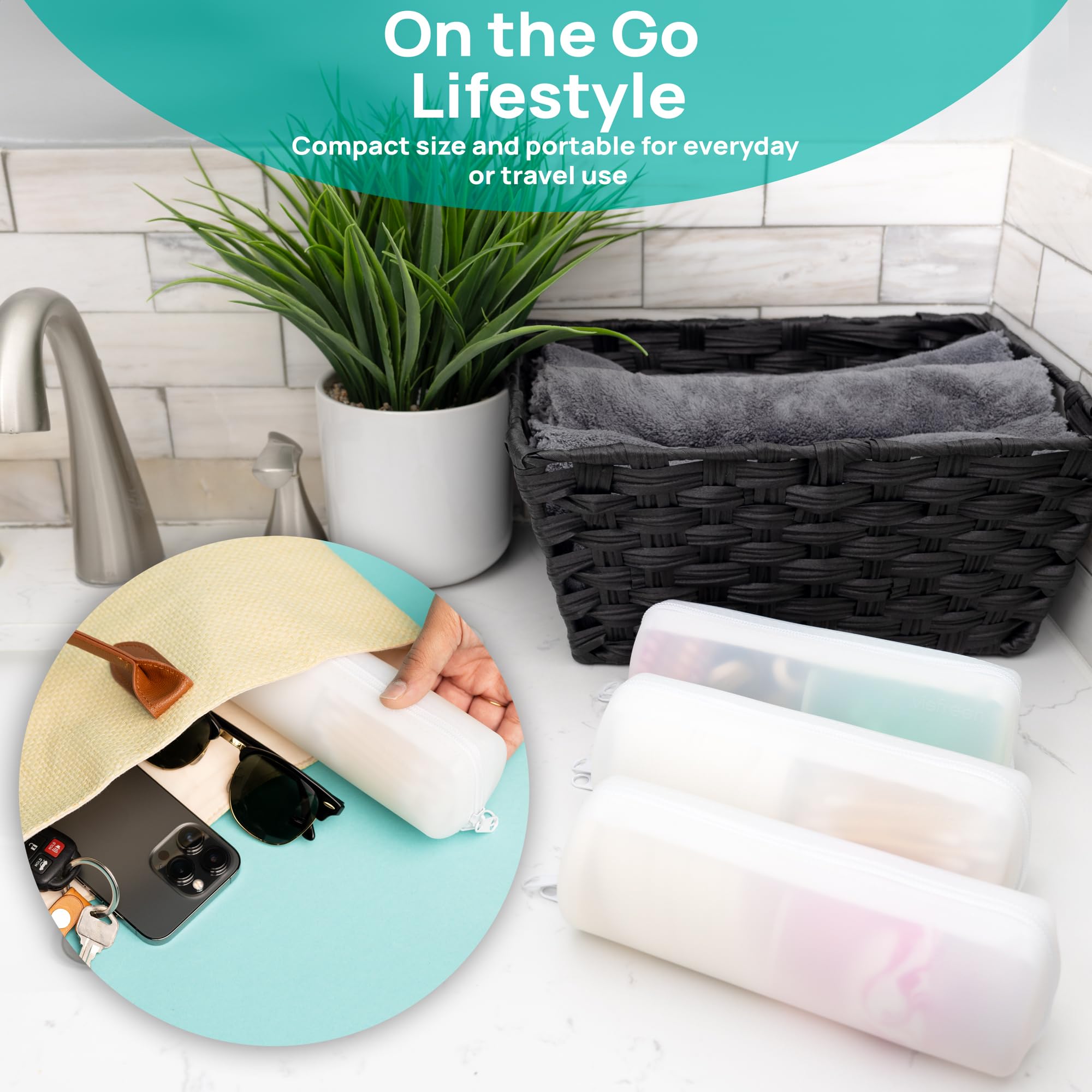 Visfresh compact travel case fits in a purse.