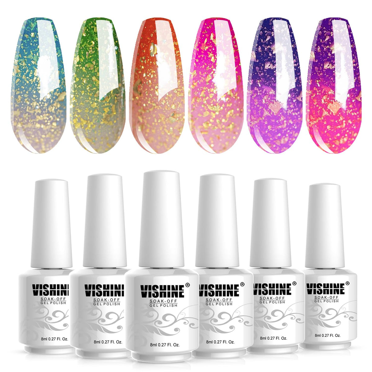 Vishine cambio de color en gel para uñas con brillo duradero