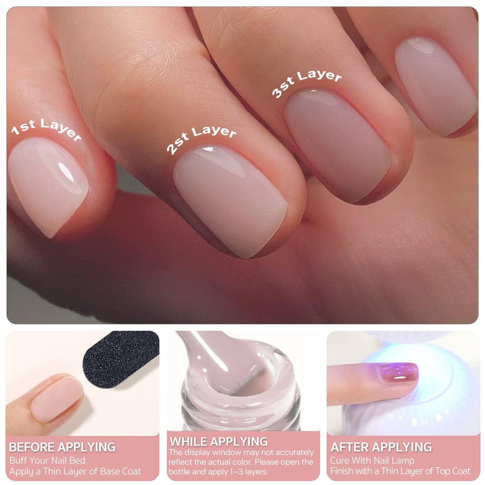 Vishine jelly gels for a subtle translucent French manicure look