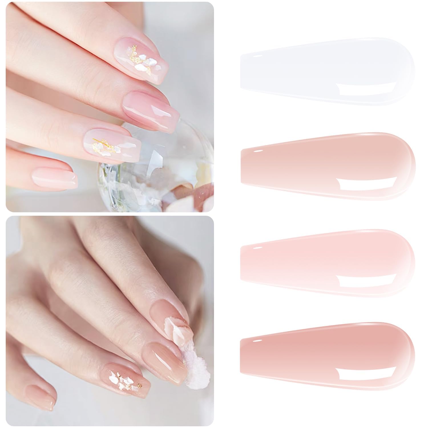 Vishine jelly gel nail swatches showing buildable sheer layers and depth