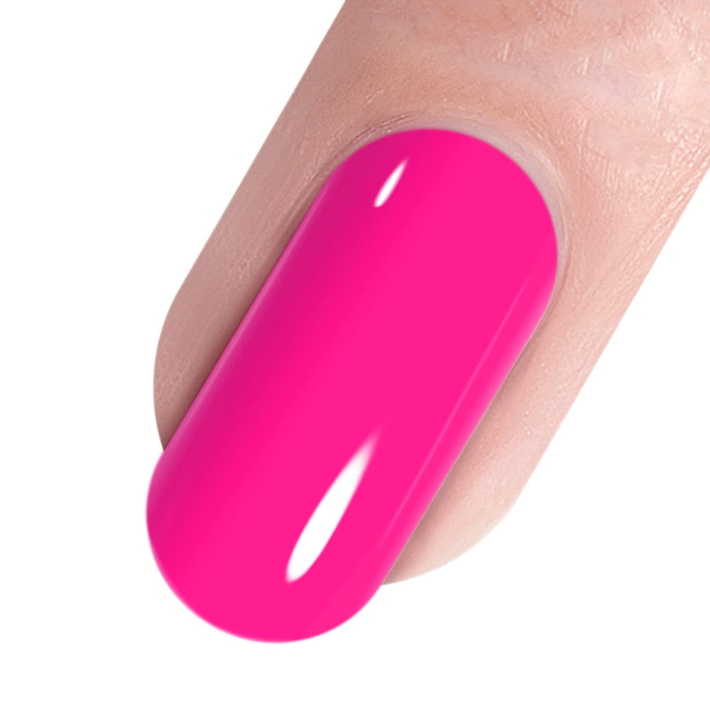 Vishine Hot Pink gel polish brush applying smooth even coat