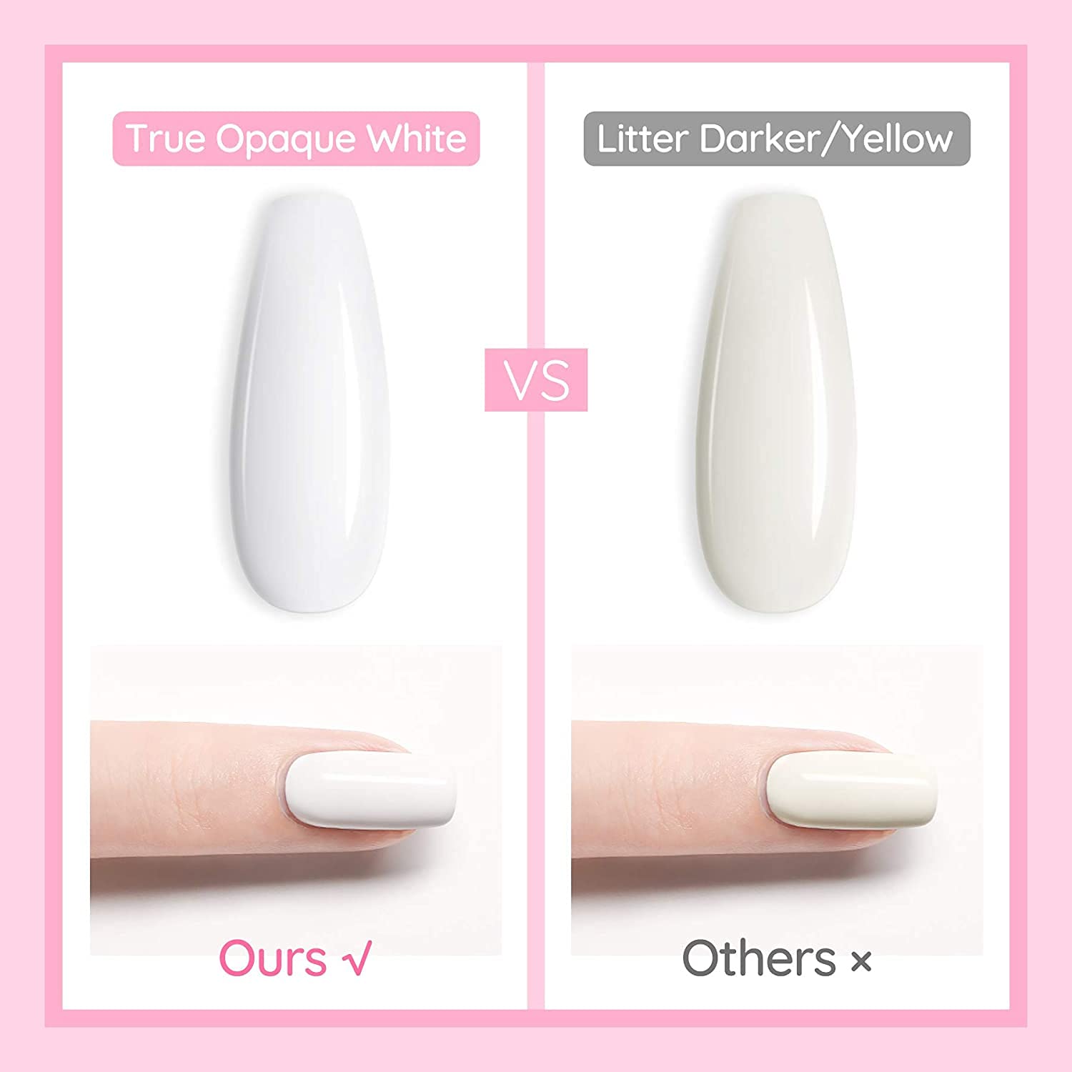 Vishine Pure White gelpolish high gloss finish on nails