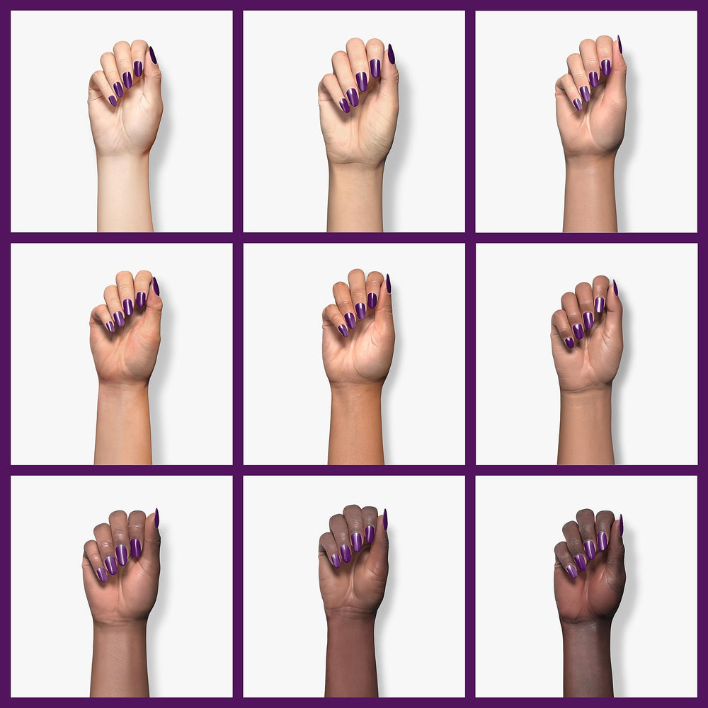 Salon-ready nails with Vishine gelpolish in a vivid purple shade