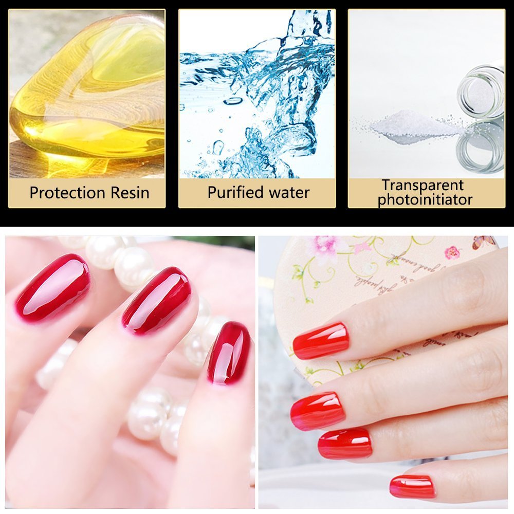 Vishine Top Coat 15ml with holographic powder look under bright light.