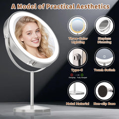 VisionSphere magnifying mirror with lighting modes for accurate color in any setting.