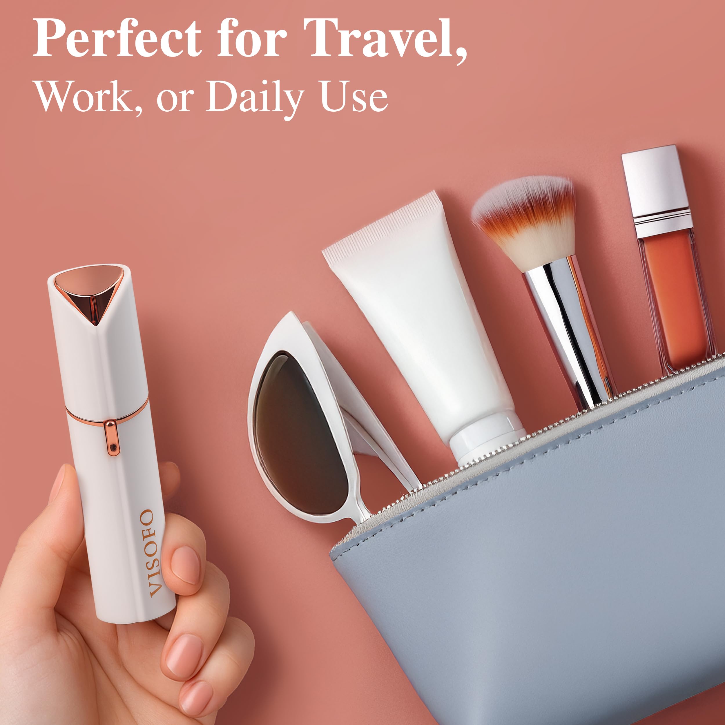 VISOFO 18K gold-plated blades glide safely on sensitive skin.