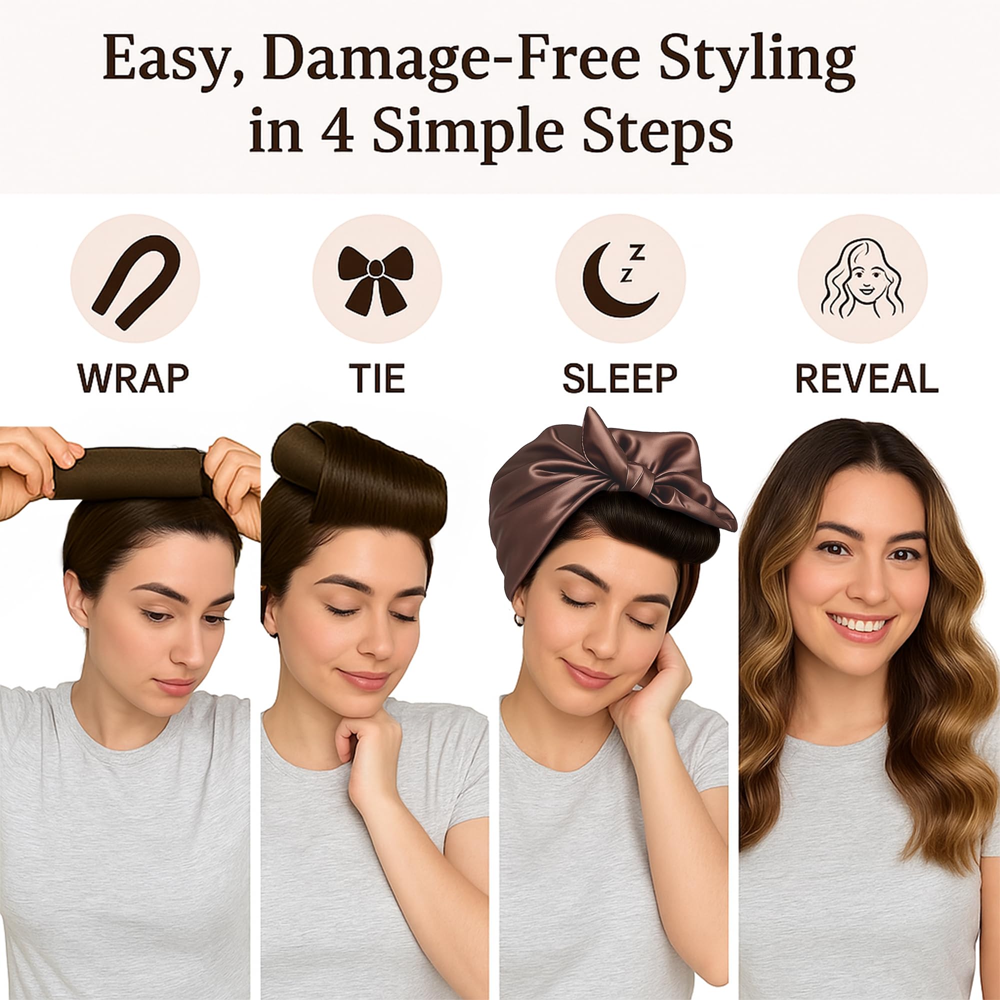 VISOFO heatless curl rollers with silk satin for smooth waves.