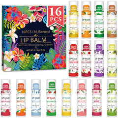 VISRIE 16-pack lip balm flavors assortment with glossy tubes