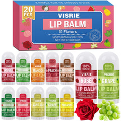 VISRIE 20-pack mini lip balms in assorted flavors for on-the-go care