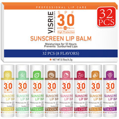 VISRIE bálsamo labial SPF30, aplicación clara para uso diario bajo el sol.