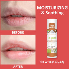 VISRIE coconut lip balm providing soft, protected lips