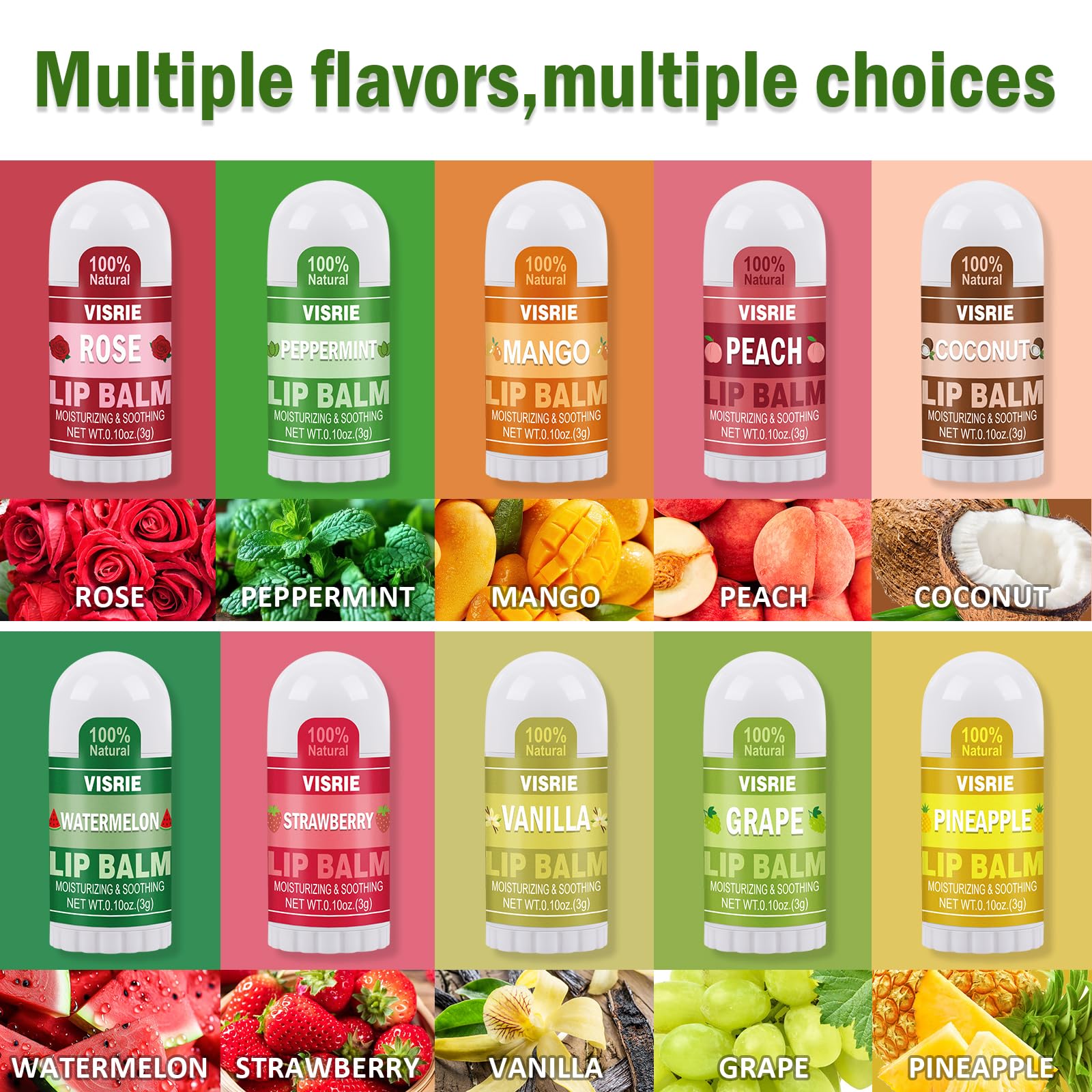 VISRIE pocket-size lip balm tubes ideal for pockets and purses