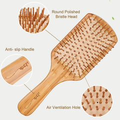 Vista Bamboo Detangling Comb Set shows knot-free styling on curls