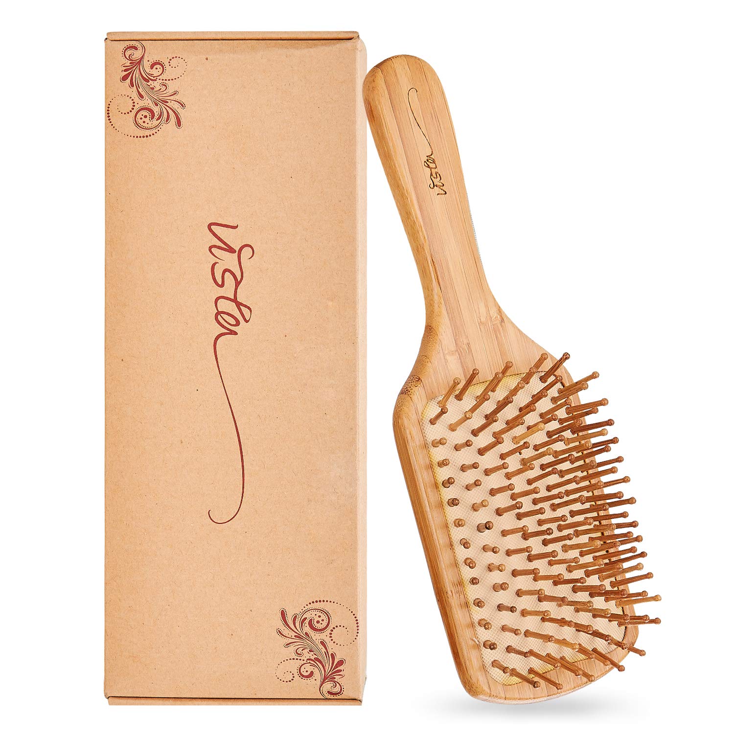 Vista Bamboo Paddle Brush close-up for gentle detangling