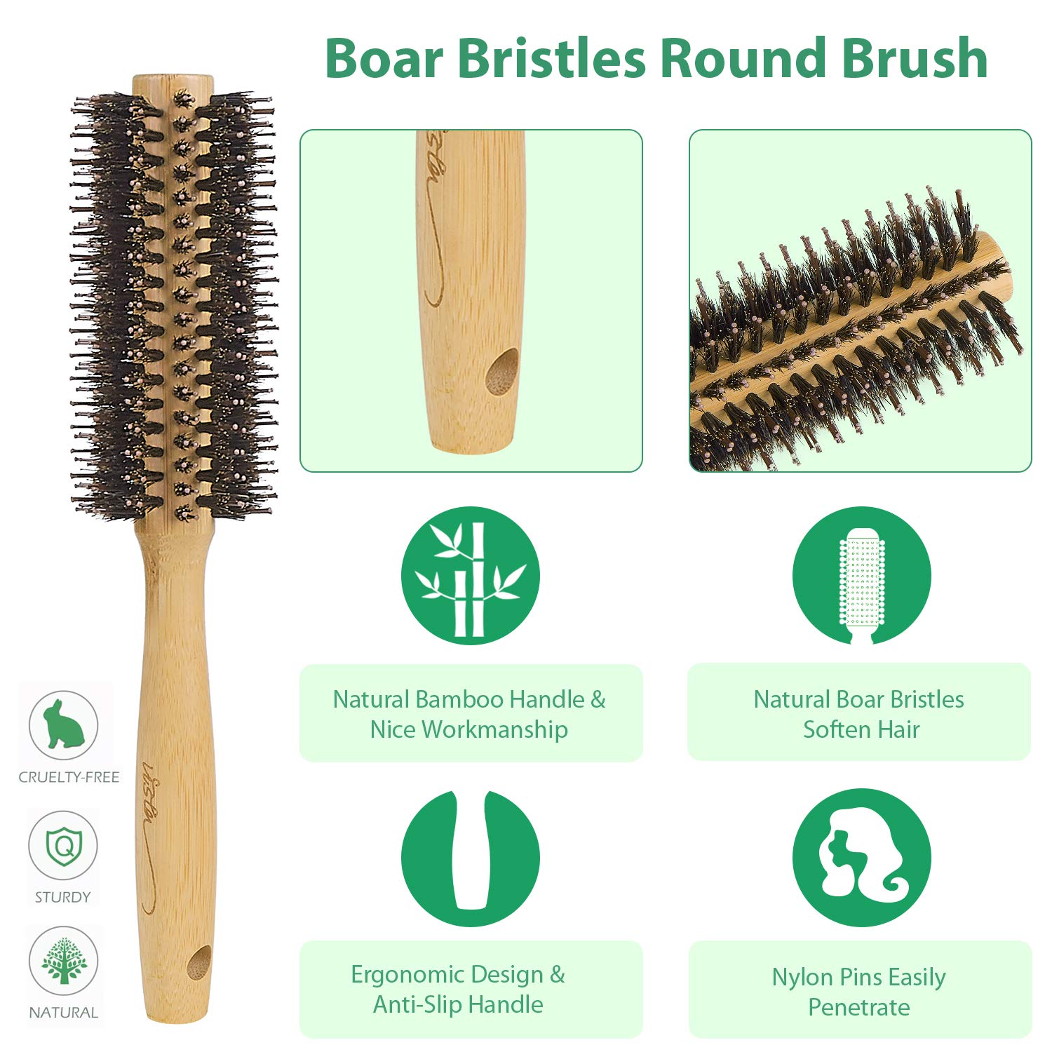 Vista boar bristle hairbrush close-up showing natural oils distribution