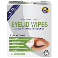Lunovus coconut oil eyelid wipes for daily moisturizing on the go.