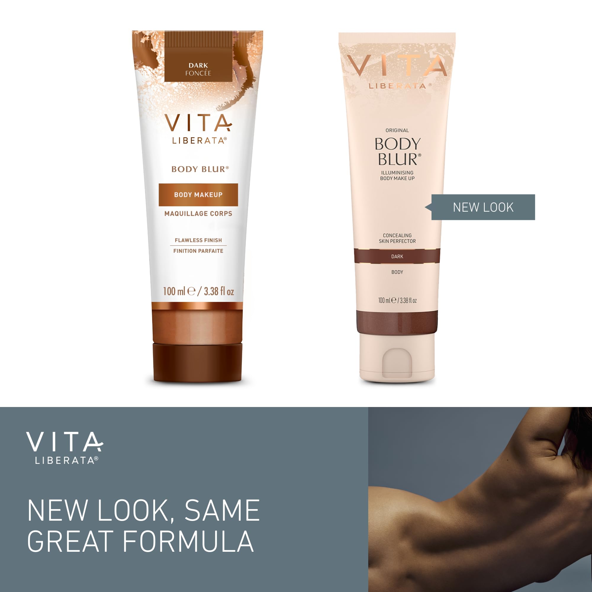 Vita Liberata Body Blur Dark packaging highlighting premium organic ingredients