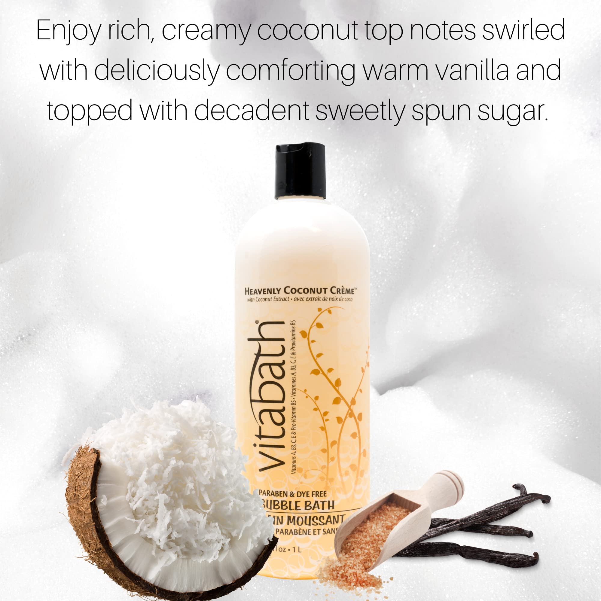 Vitabath Heavenly Coconut Creme, cuidado suave sin parabenos para piel sensible.
