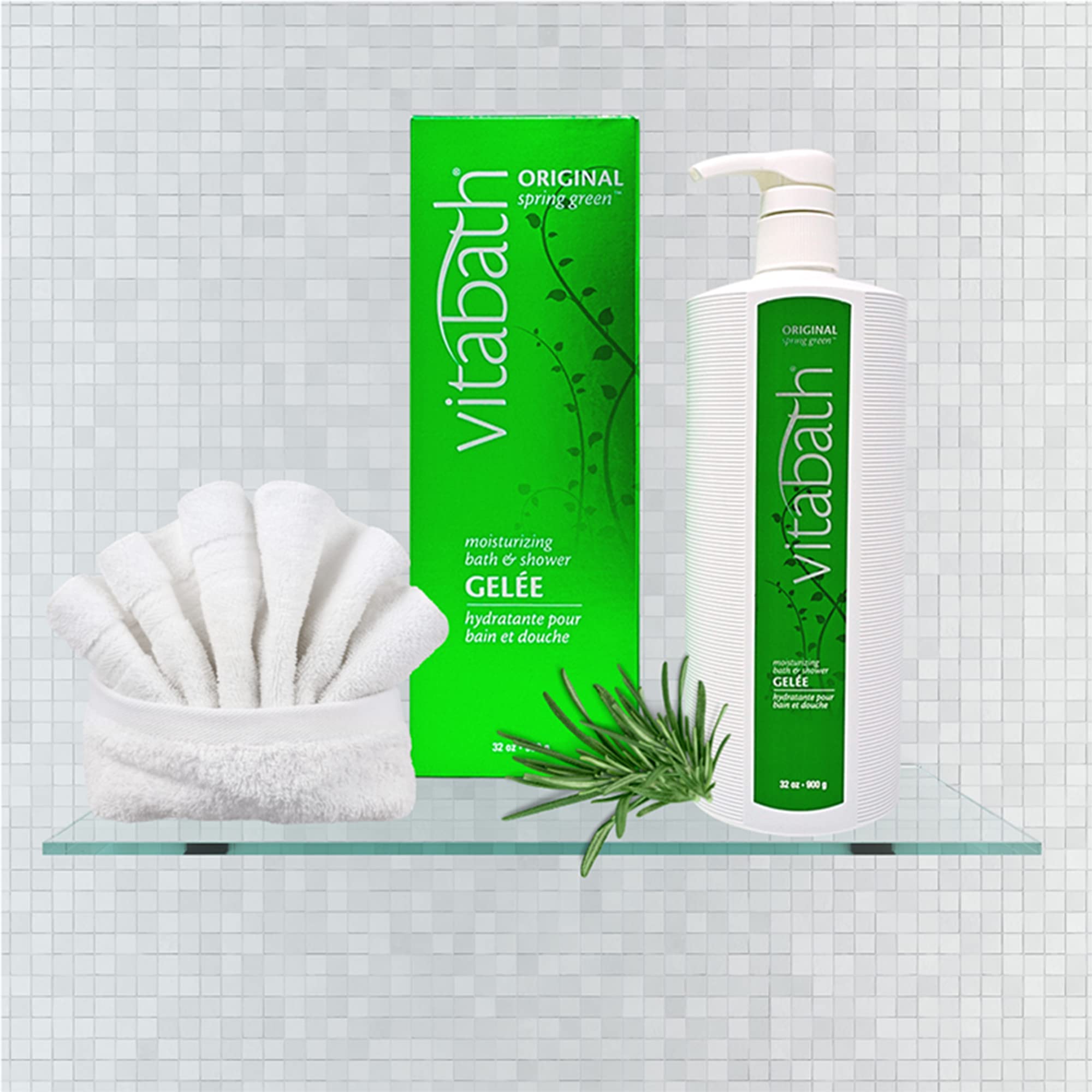 Spa-like bathroom scene with Vitabath Original Spring Green