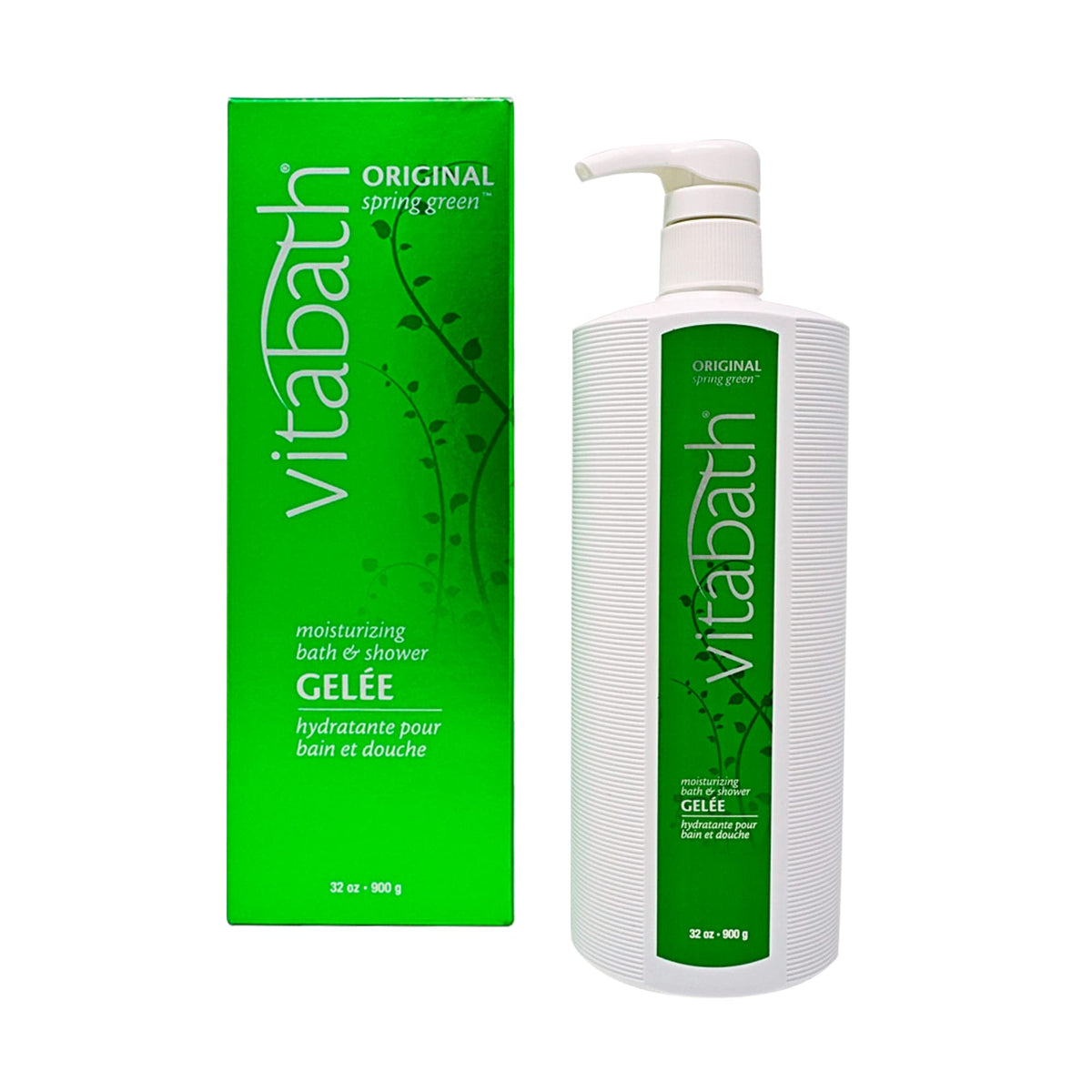 Vitabath Original Spring Green bottle with pump for hydrating cleanse