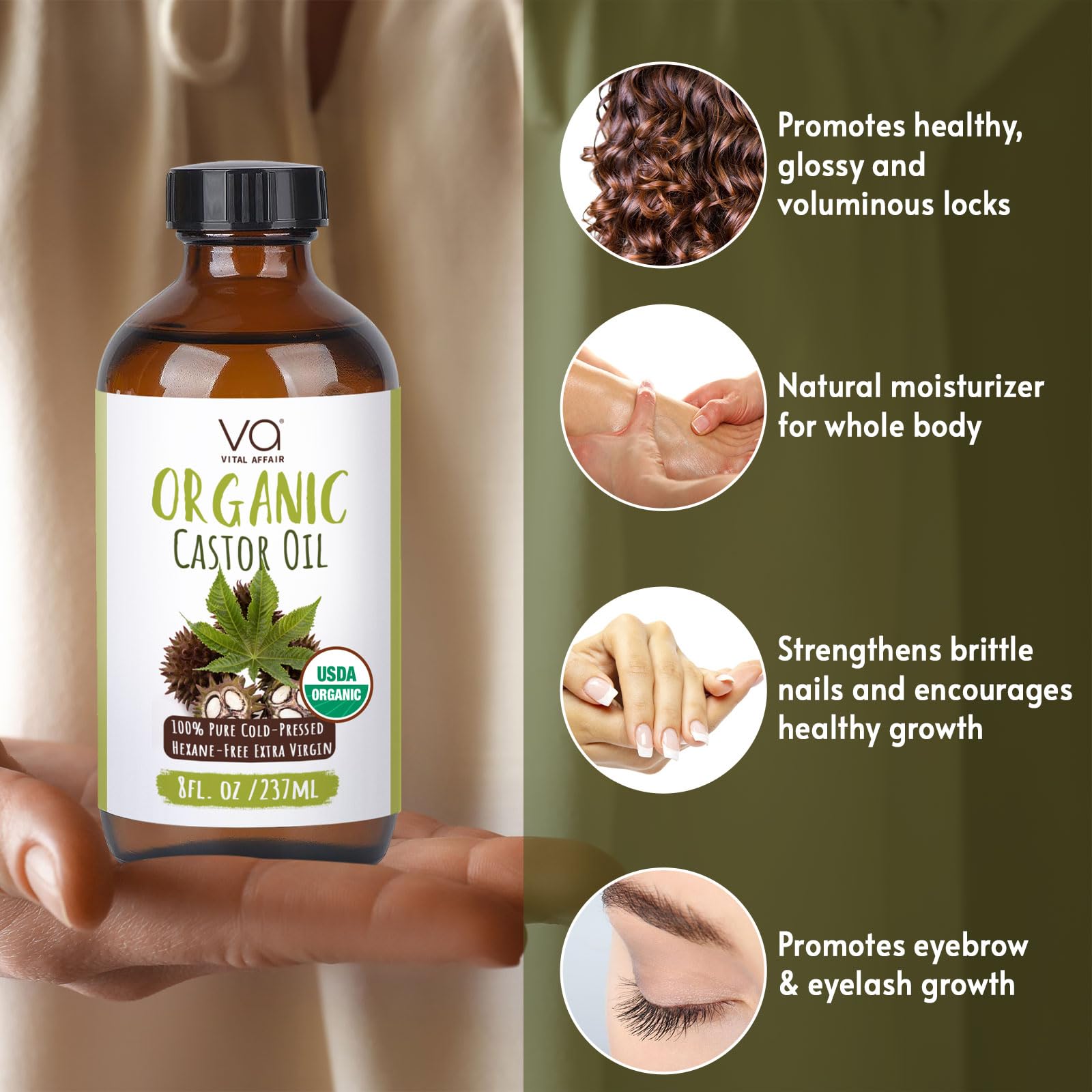 Vital Affair Aceite de ricino para uñas fortalece y cuida las uñas