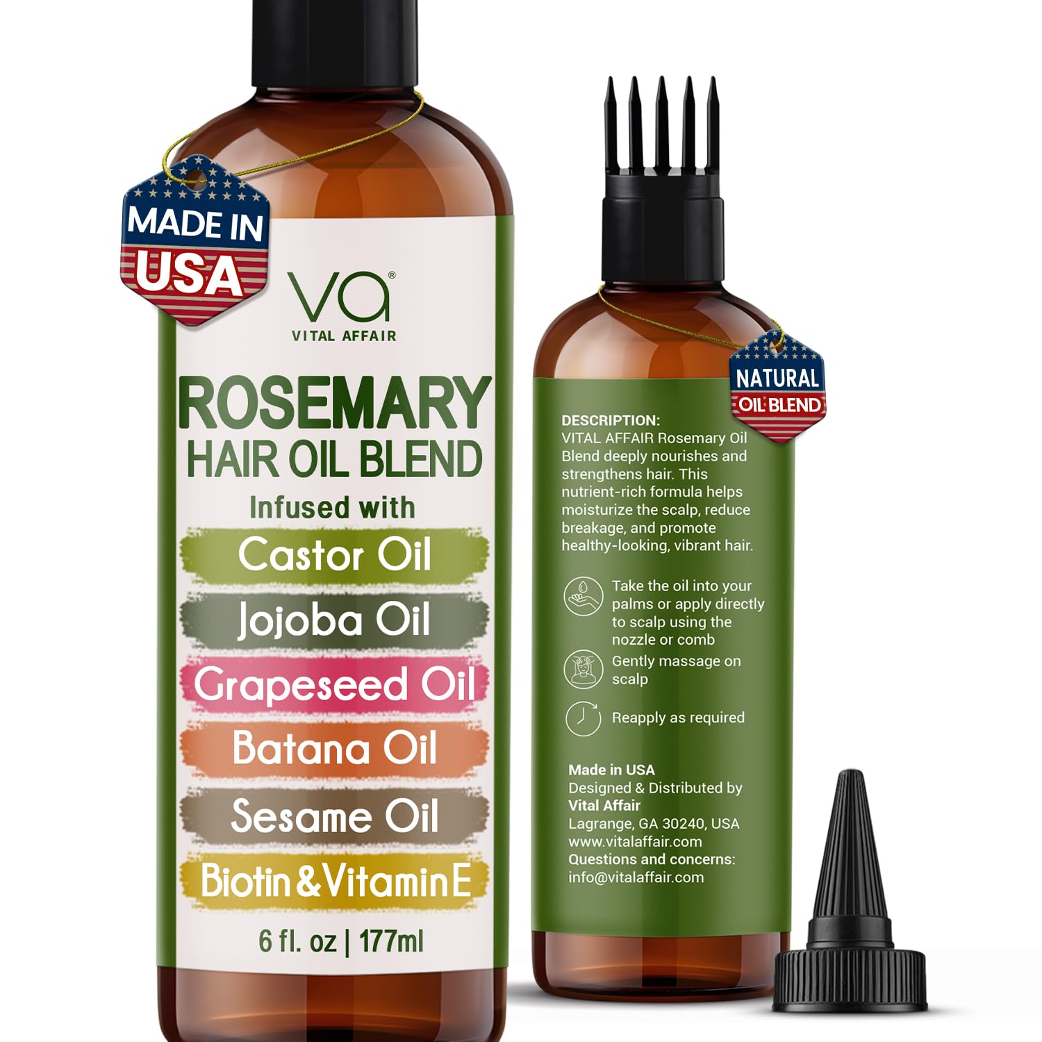 VITAL AFFAIR, aceite de romero para crecimiento capilar, fomenta folículos sanos.