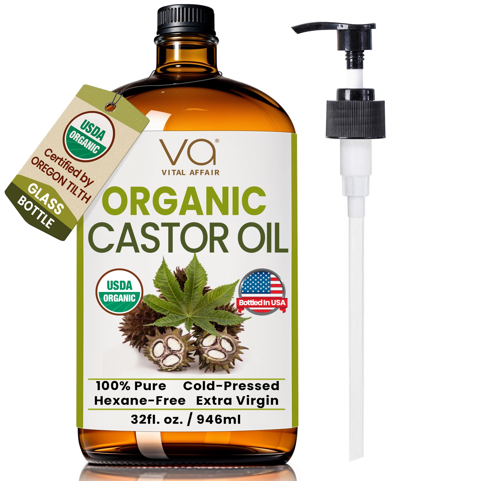 VITAL AFFAIR 32oz castor oil bottle for easy, mess-free use