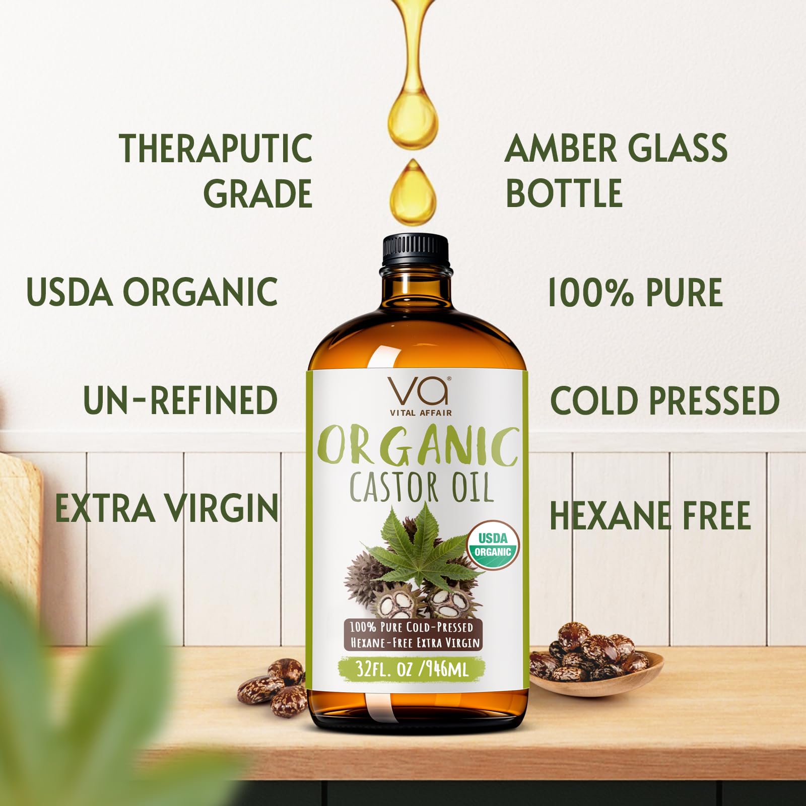 VITAL AFFAIR pump-dispense castor oil bottle for convenient application