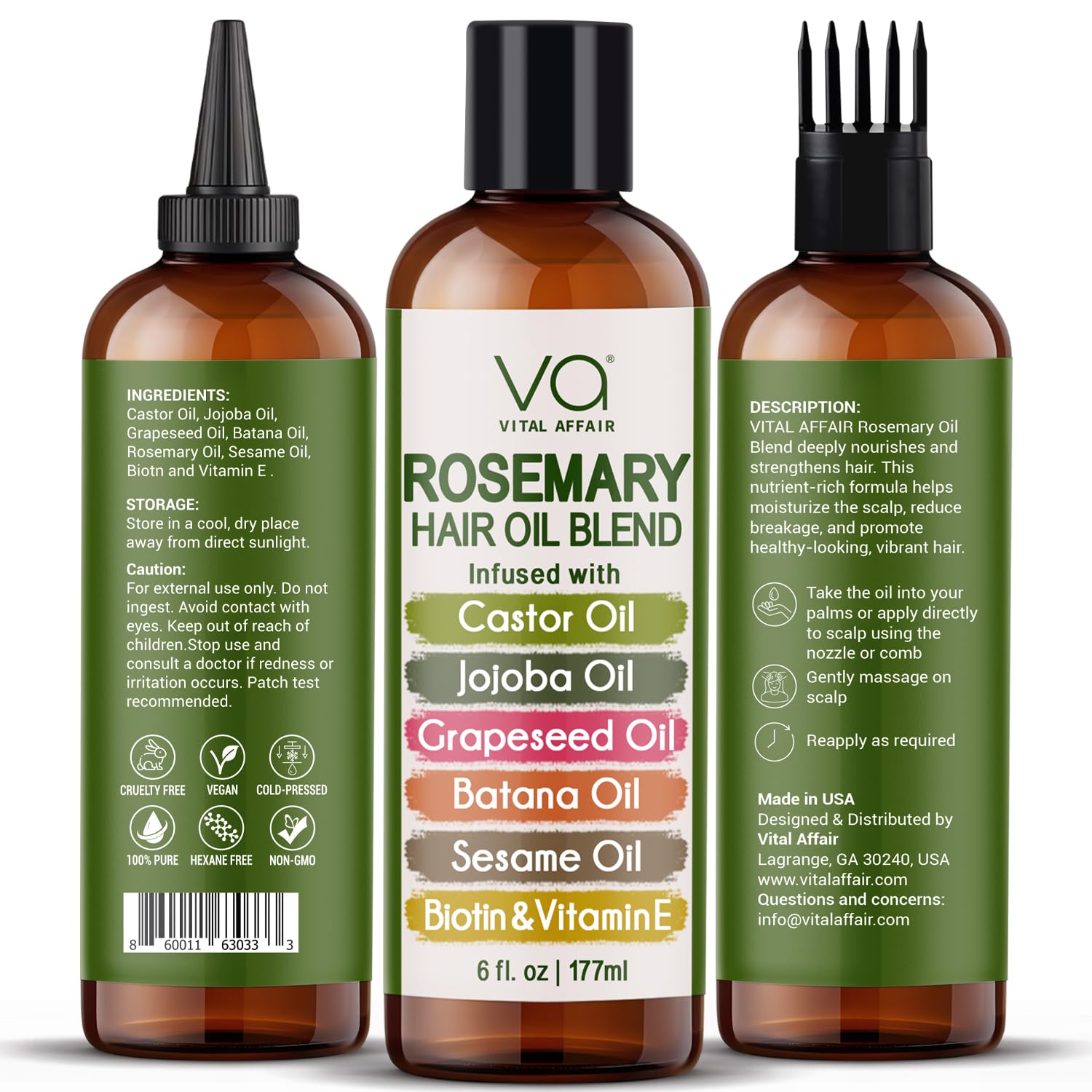 Mezcla de aceites de castor, batana y jojoba para fortalecimiento del cabello.