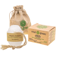 Vital Green Thai alum crystal bar packaging shows eco-friendly design for family use.