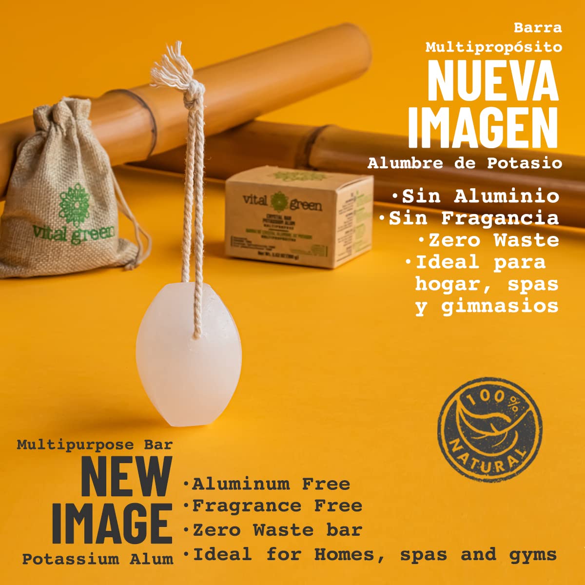 Vital Green Thai alum crystal bar underarm application demonstrates gentle odor control.