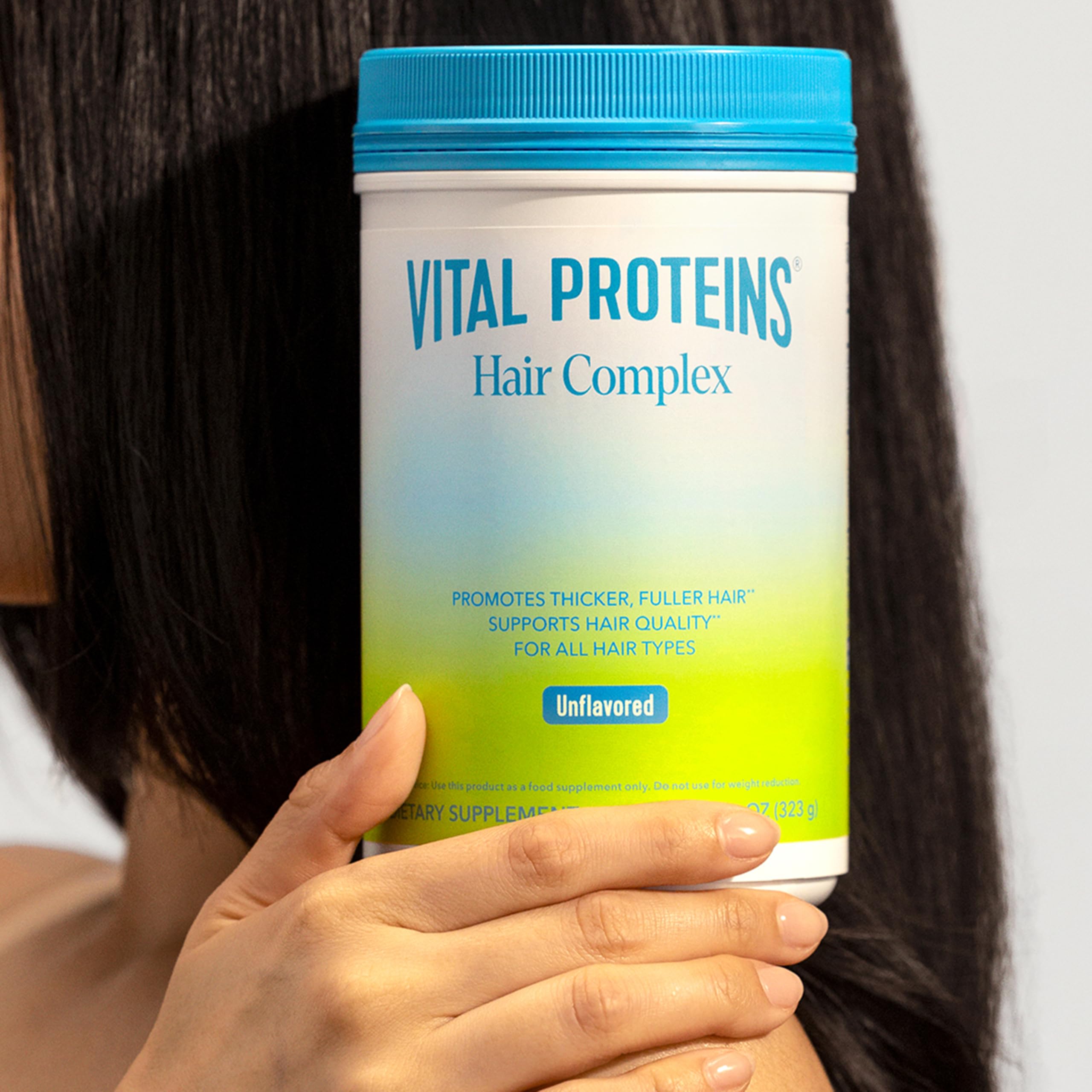 Hair Complex shown as keto- and paleo-friendly supplement with lifestyle imagery.