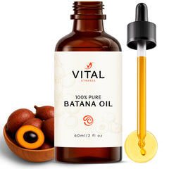 Vital Strands Batana Oil bottle pour quick absorbs on scalp and hair nourishment