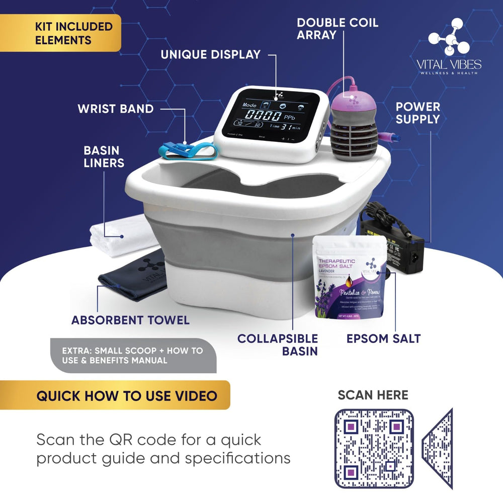 Vital Vibes absorbent towel included for easy post‑soak drying
