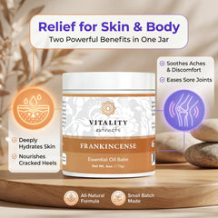 Vitality Frankincense Balm almond oil close-up signaling soft, supple skin