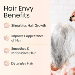 Vitality Hair Envy glass argan oil bottle suggests silky, strong hair.