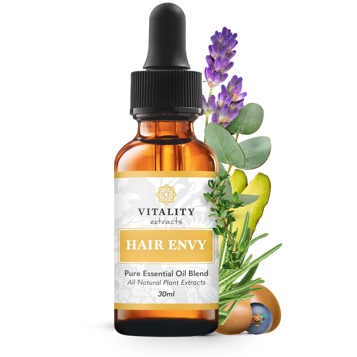 Vitality Hair Envy bottle with avocado oil pour for scalp nourishment.