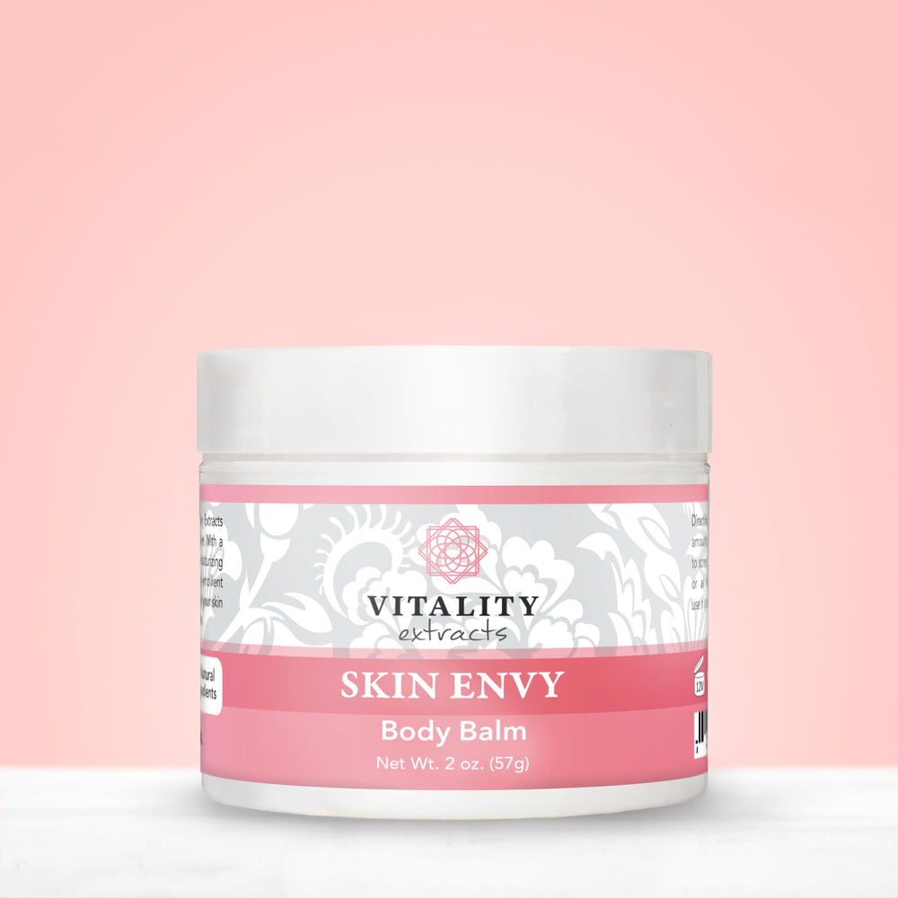 Vitality Skin Envy Balm jar open reveals rich cream for easy application