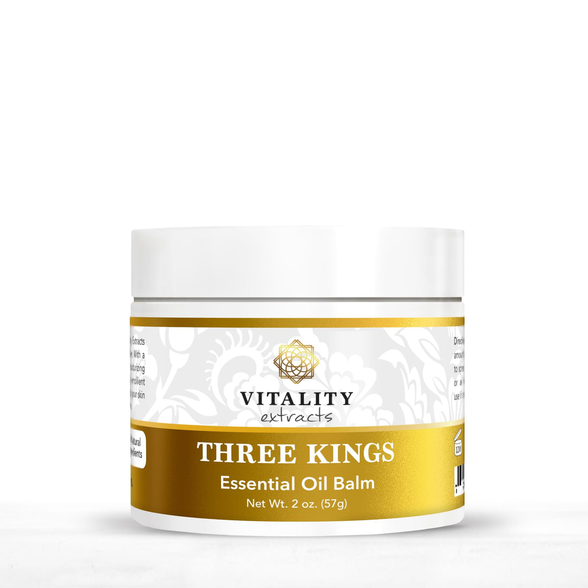 Vitality Three Kings Balm jar closeup demonstrates rich hydration and soothing texture