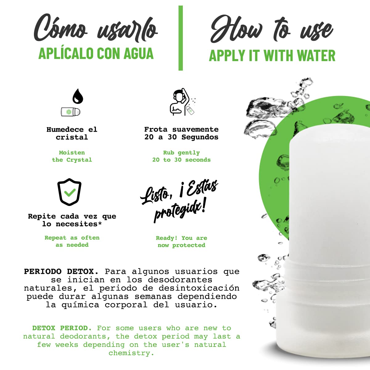 Vital Green desodorante mineral portátil para gimnasio y viaje.