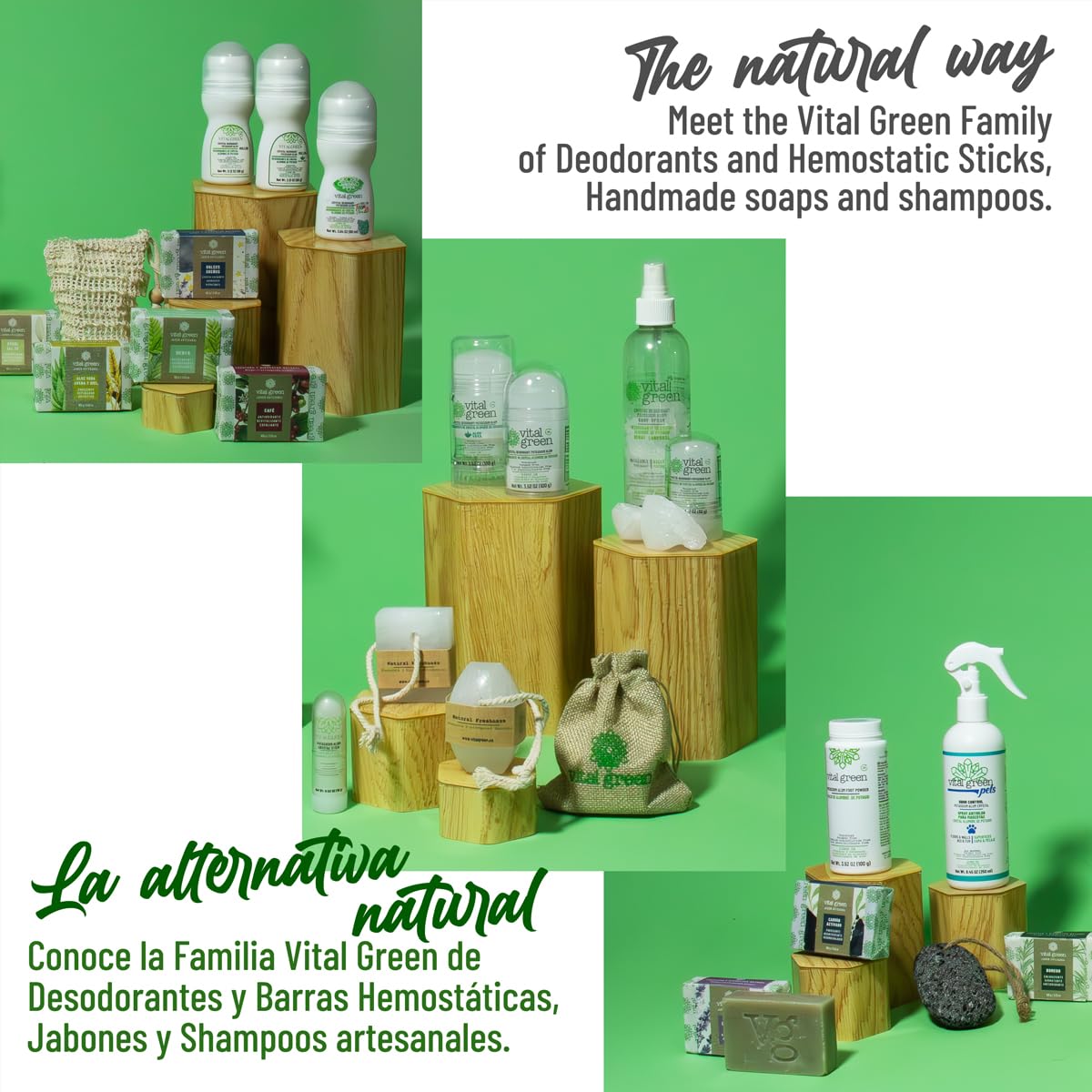 Vital Green desodorante natural vegano, cristal sin aluminio para uso diario.