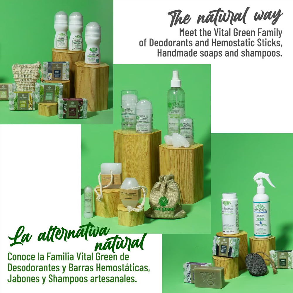 Vital Green desodorante natural vegano, cristal sin aluminio para uso diario.