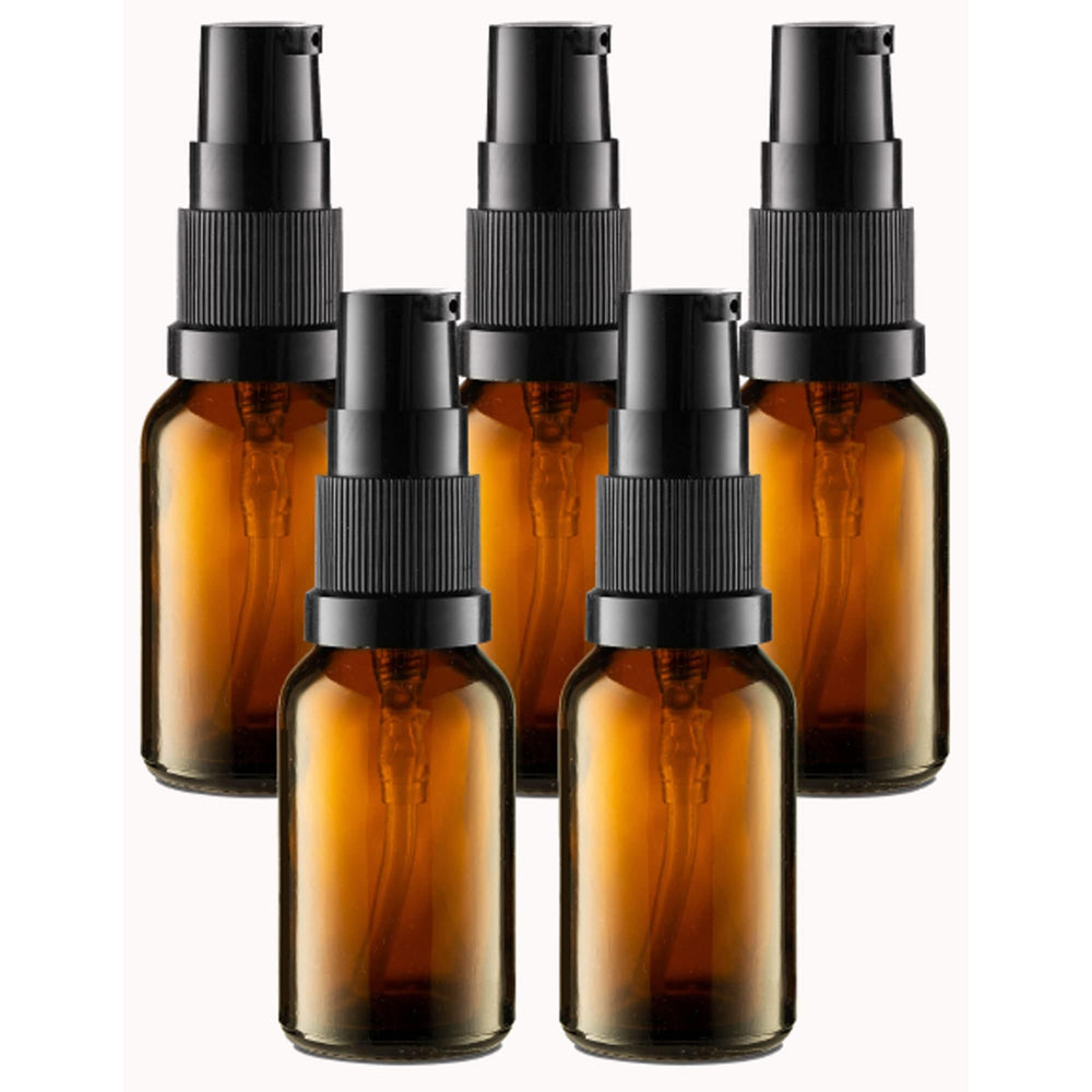 VitalUp 15ml amber glass bottle with pump for essential oils on the go
