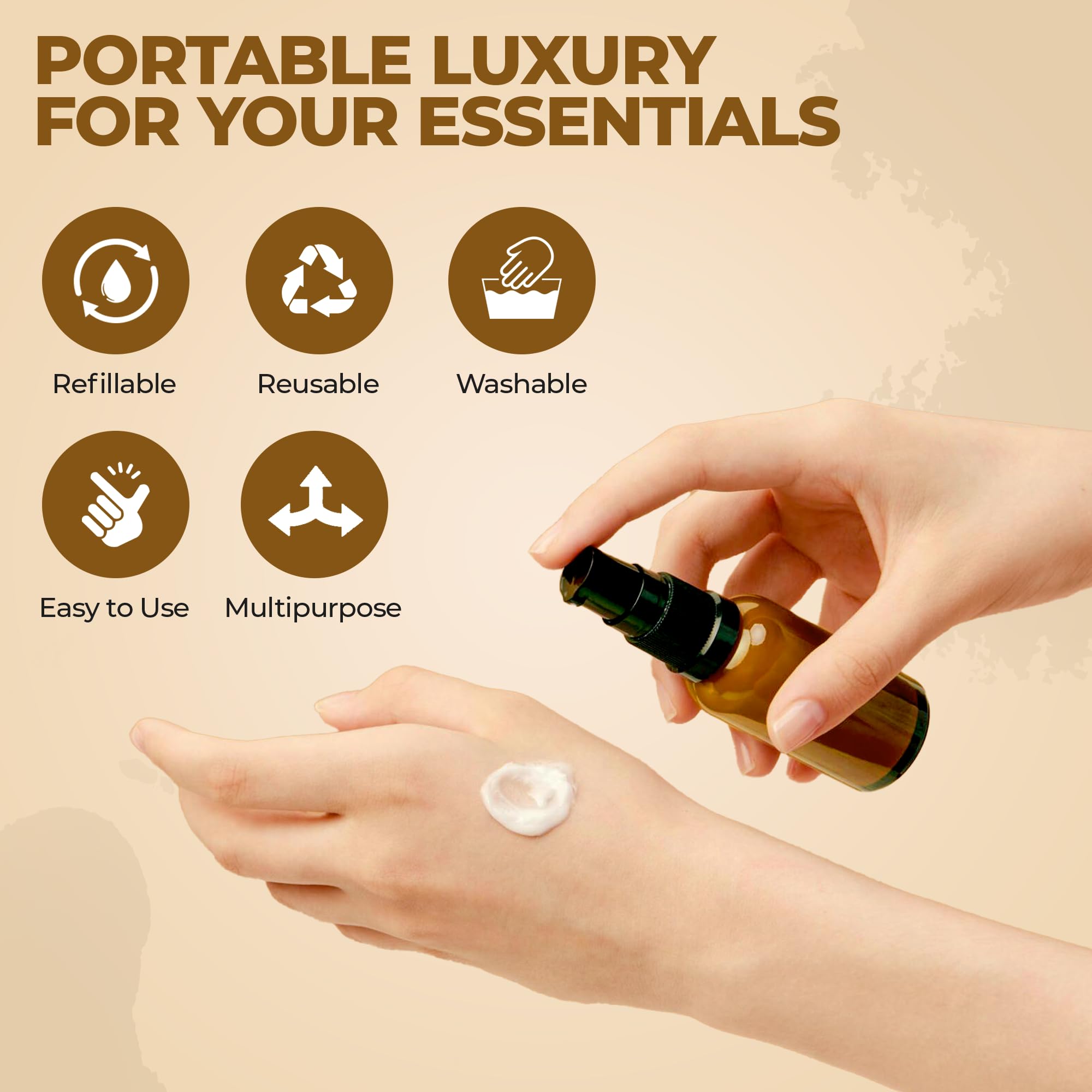 VitalUp amber glass bottle travel-friendly 30ml for on-the-go liquids
